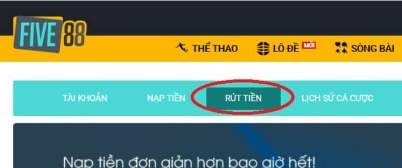 Các thao tác rút tiền đơn giản