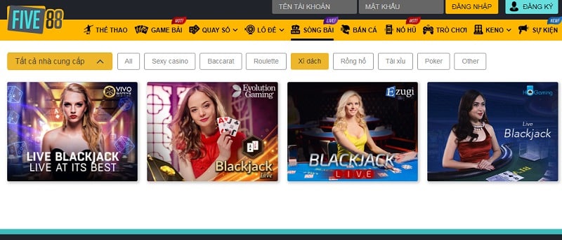 Trò chơi Blackjack tại Five88